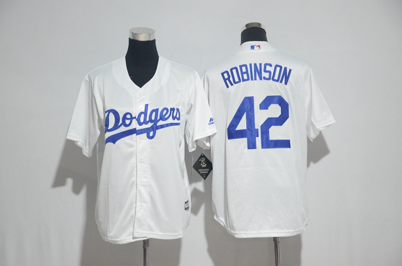 Youth 2017 MLB Los Angeles Dodgers #42 Robinson White Jerseys